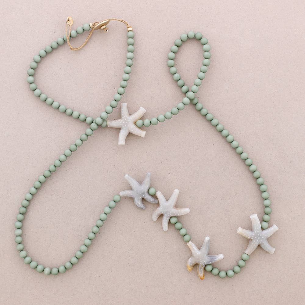 COLLAR LARGO BOLAS Y ESTRELLAS VERDE