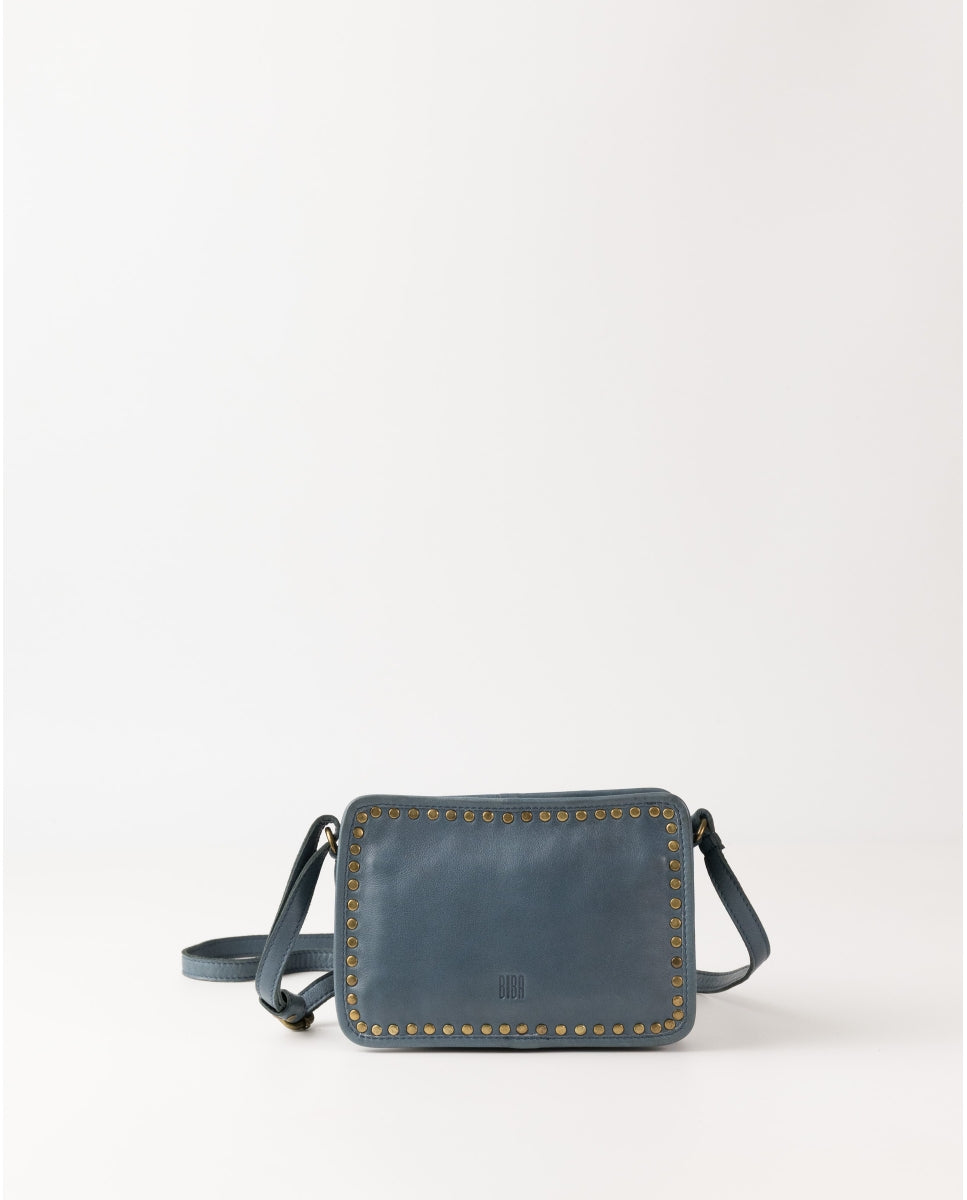BANDOLERA ROCKWALL DE PIEL AZUL JEANS