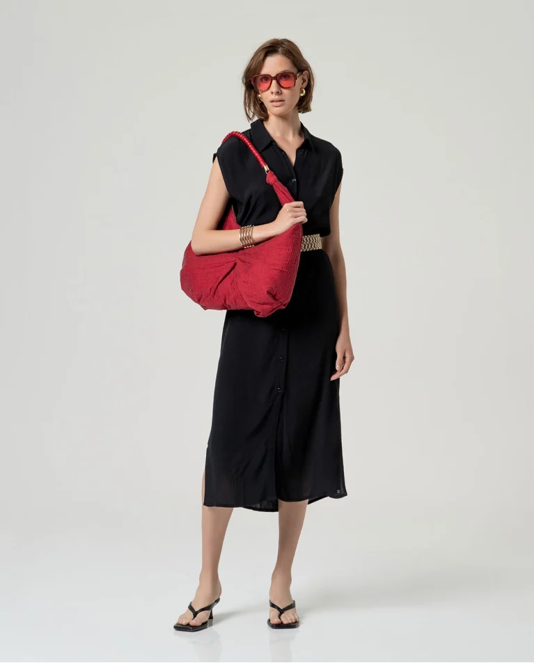 CAMISA LARGA 100% ECOVERO RECTA NEGRO