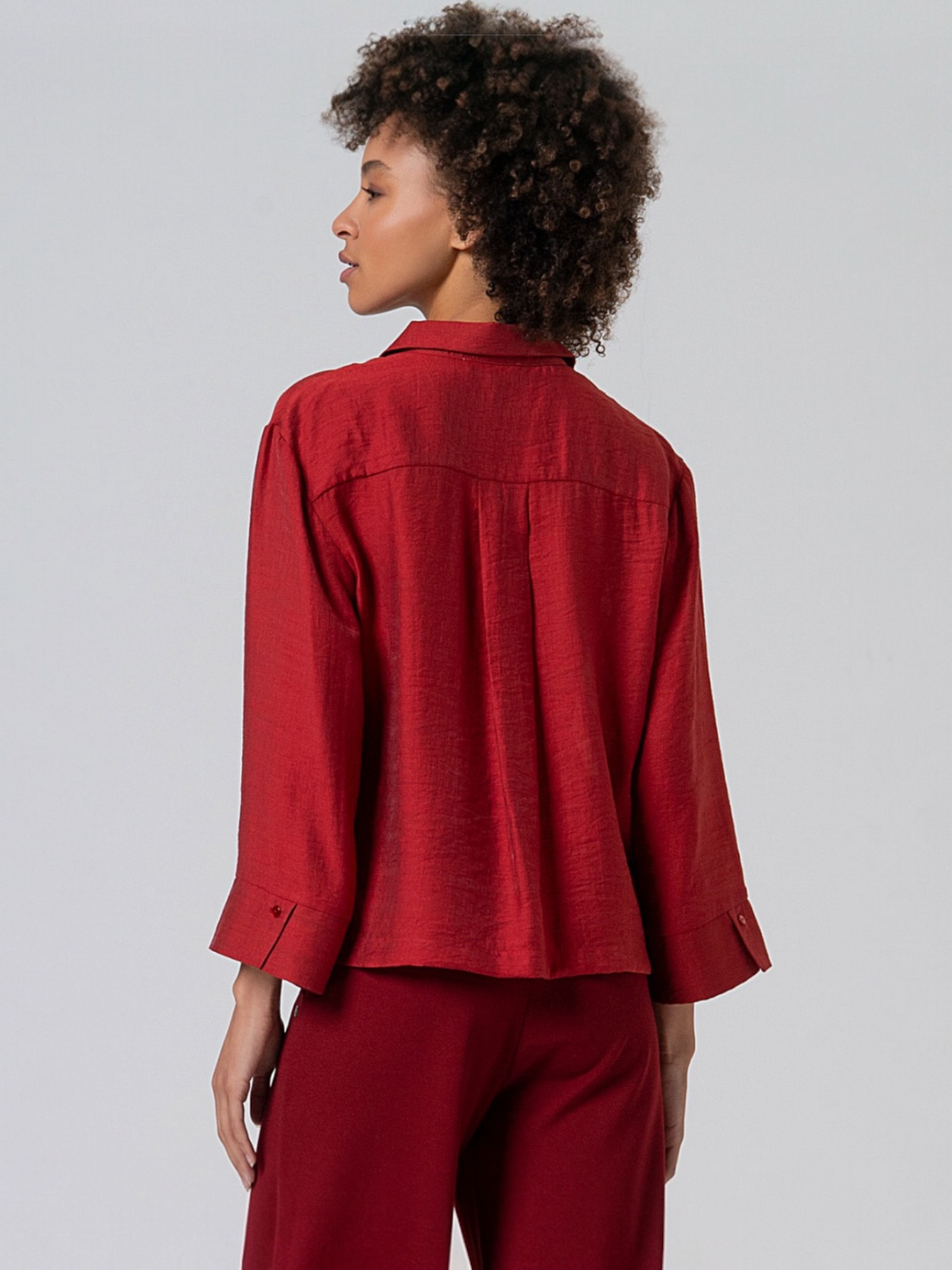 CAMISA OVERSIZE MANGA CAMPANA TEJA CLARO