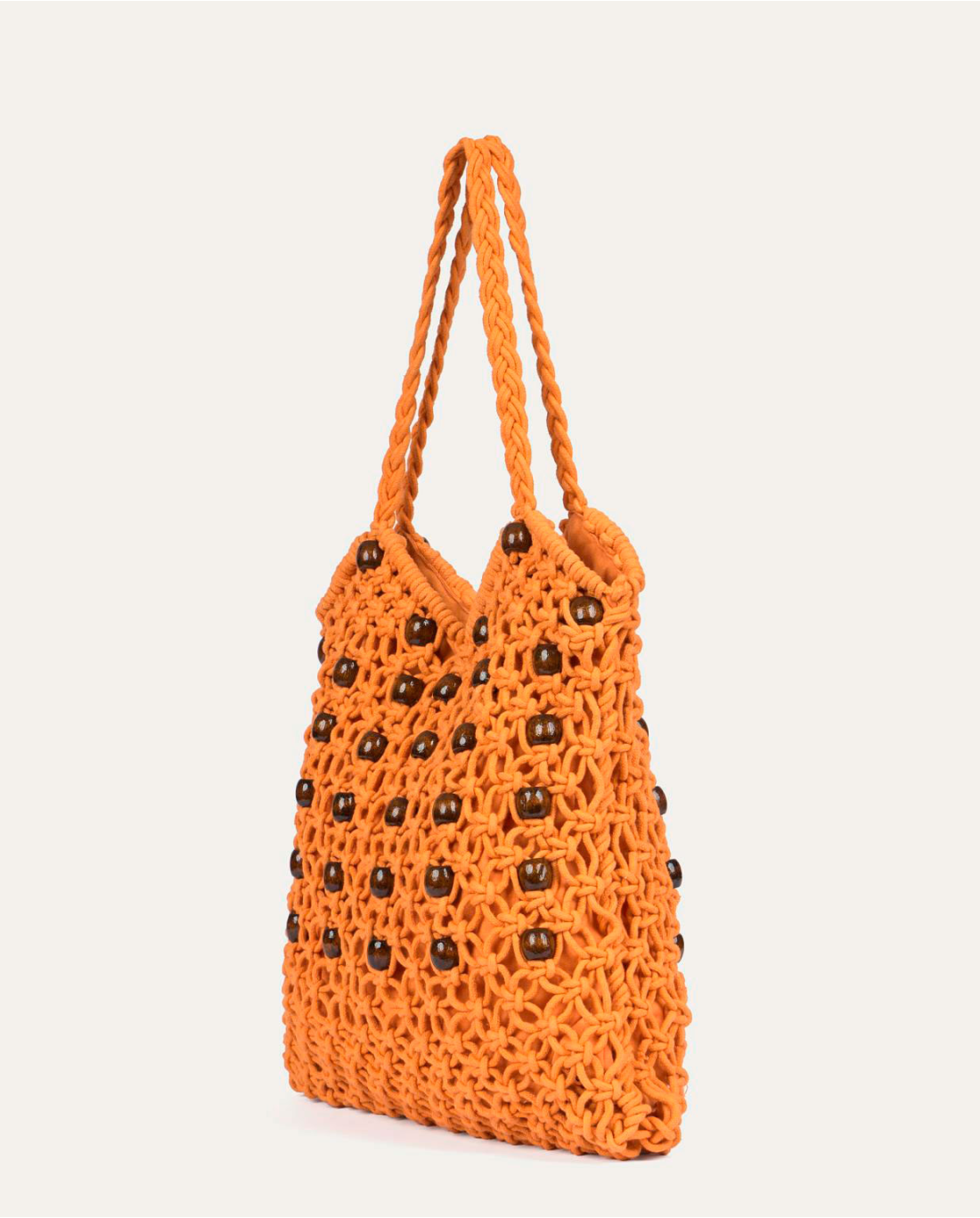 BOLSO ALGODÓN CON CUENTAS OCRE