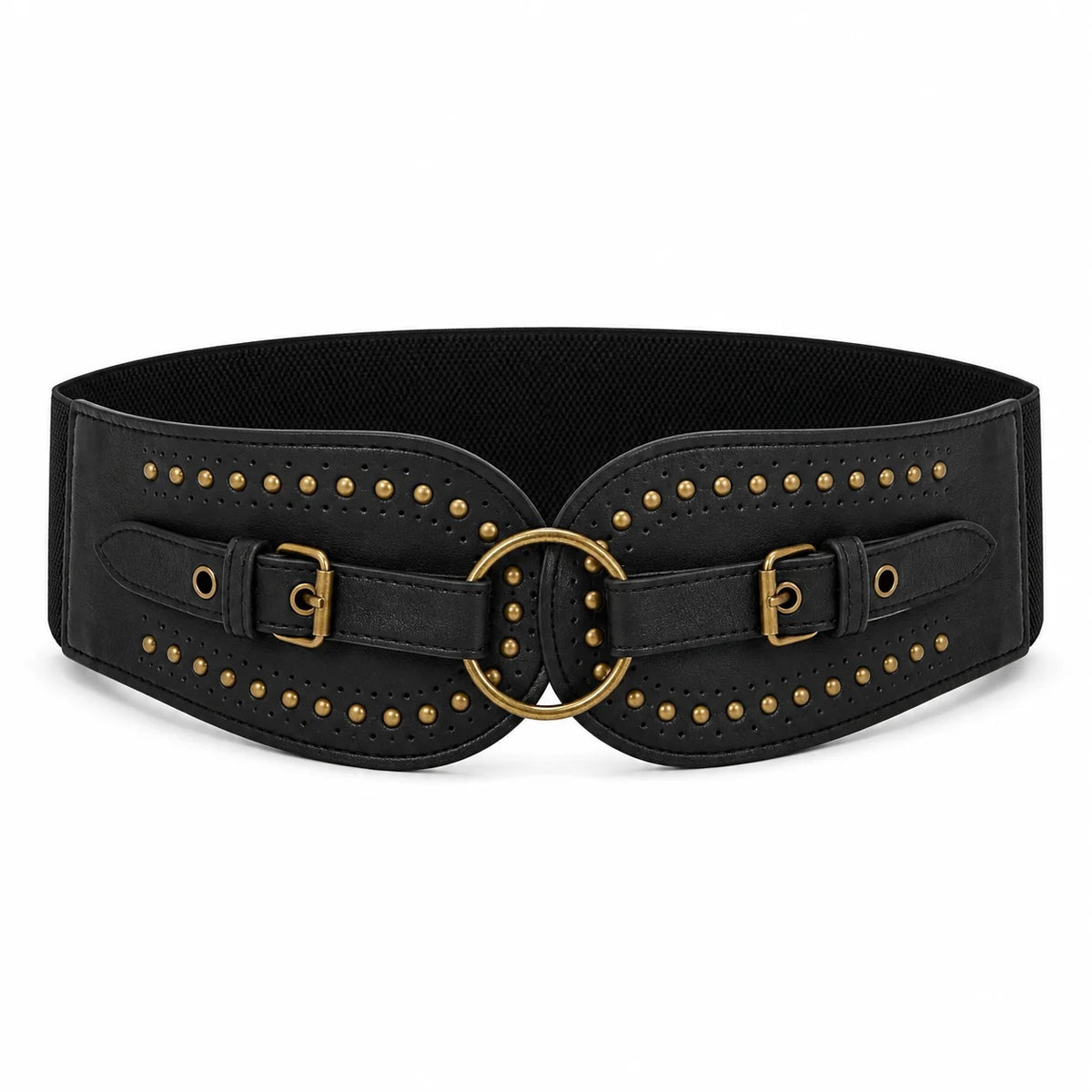 CINTURÓN TACHUELAS ANILLA NEGRO