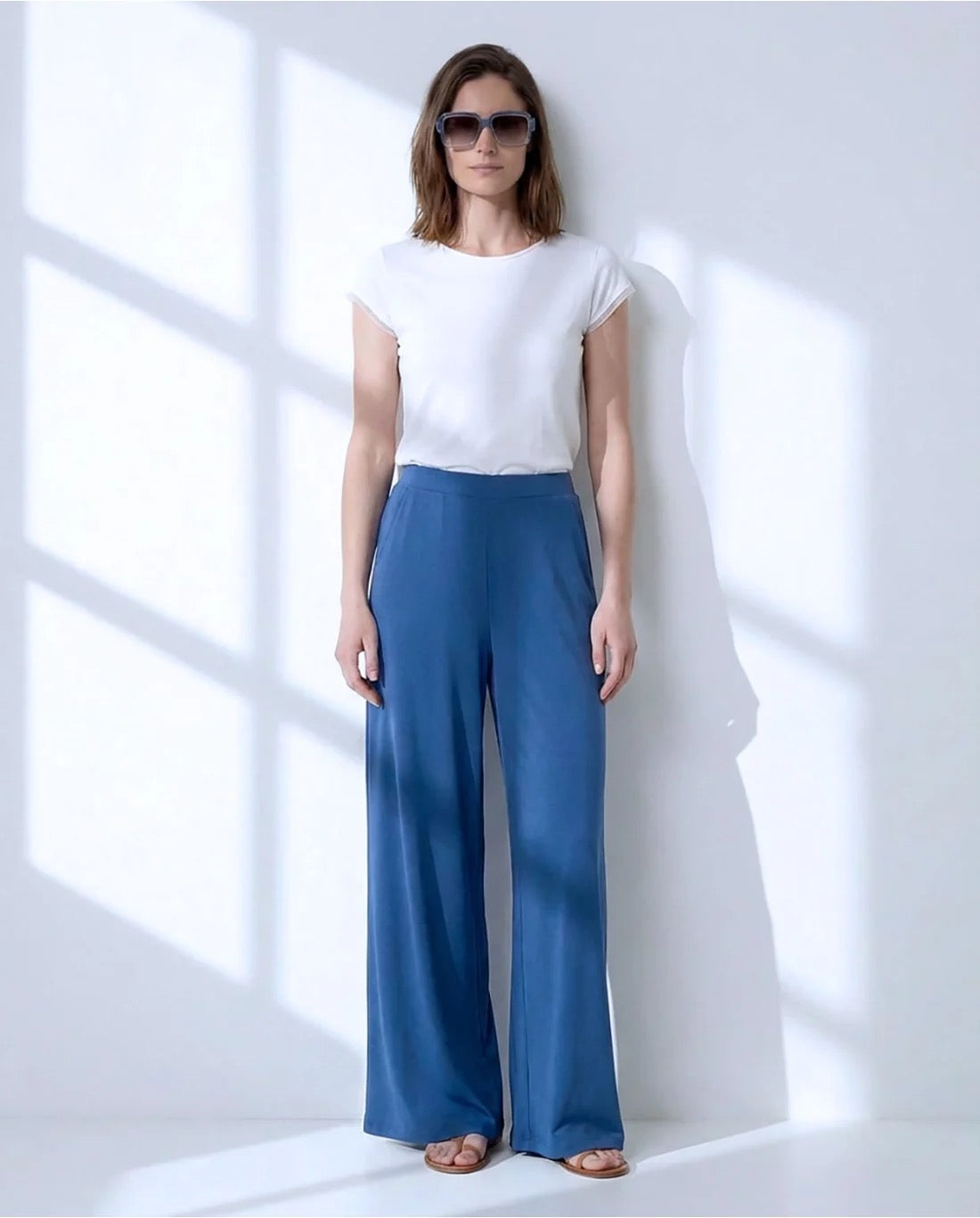 PANTALÓN ANCHO ELÁSTICO AZUL