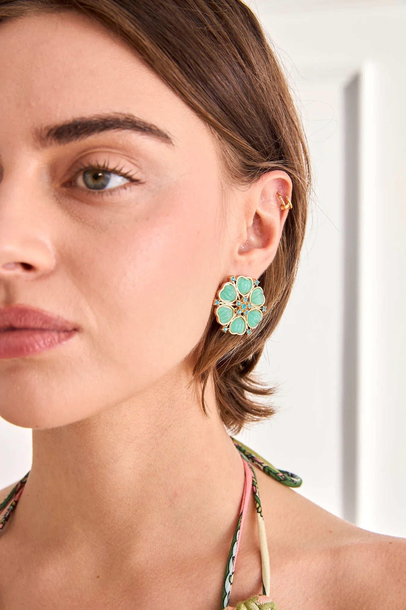 PENDIENTES FLOR FAREN AZUL