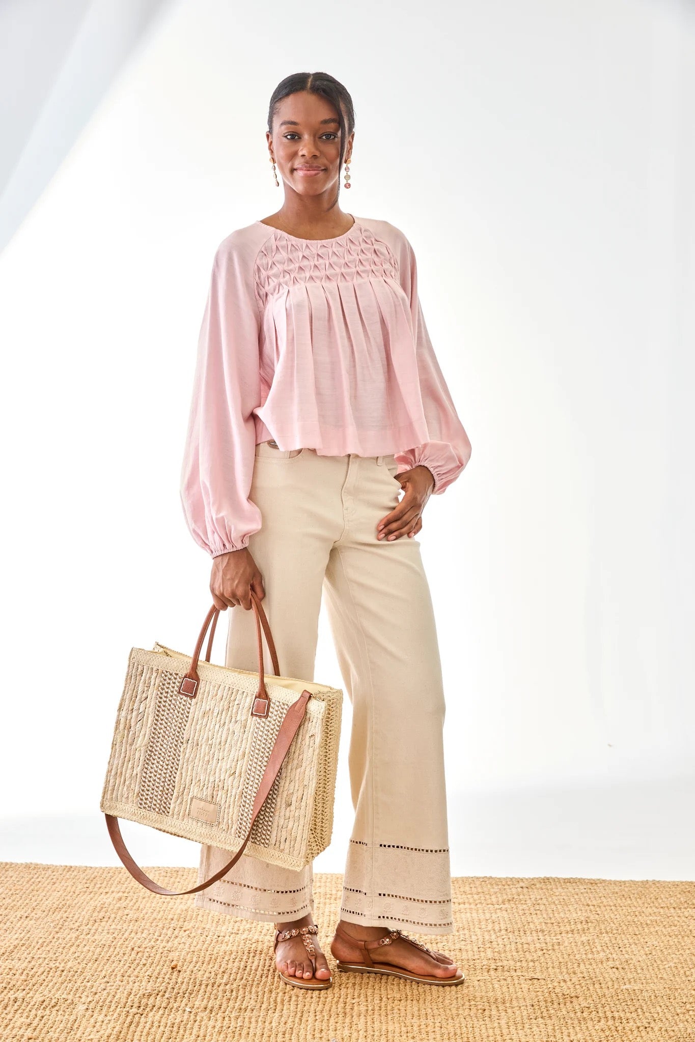 BLUSA PLISADOS GEOMÉTRICOS ROSA