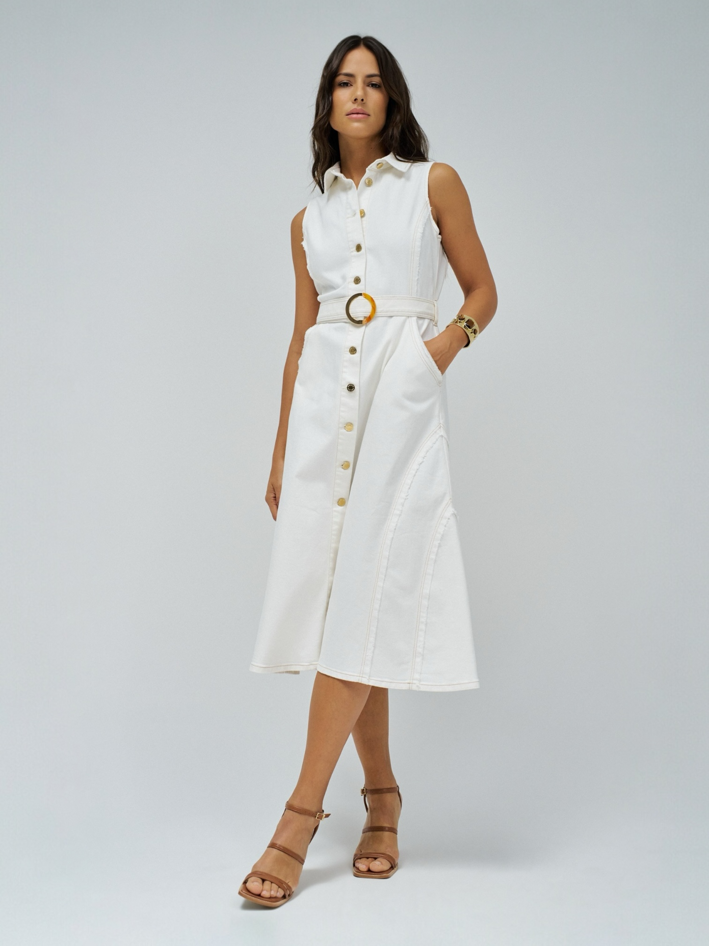 VESTIDO MIDI DENIM CRUDO