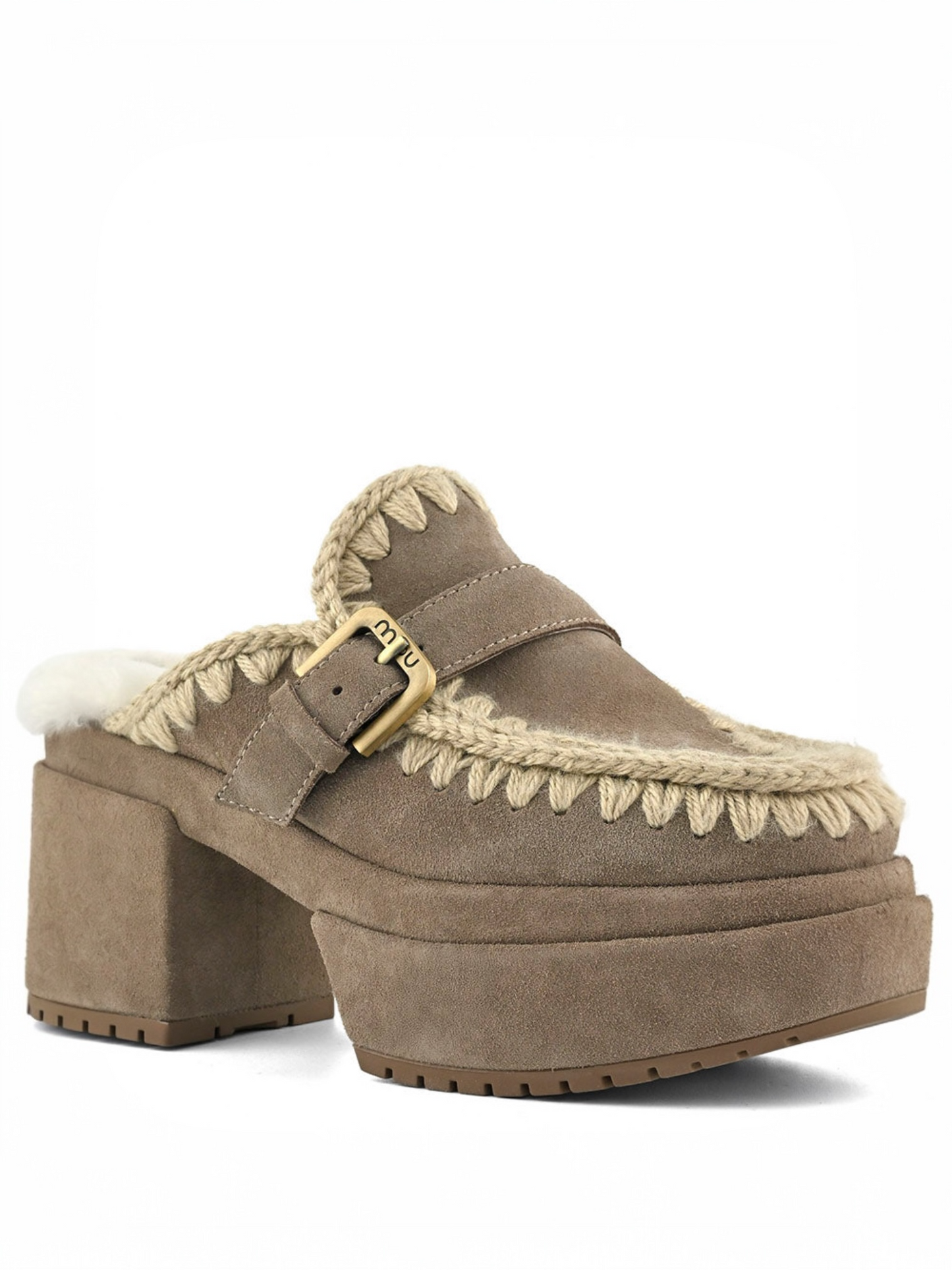 PLATFORM CLOG BUCKLE STRAP ELEPHANT GREY