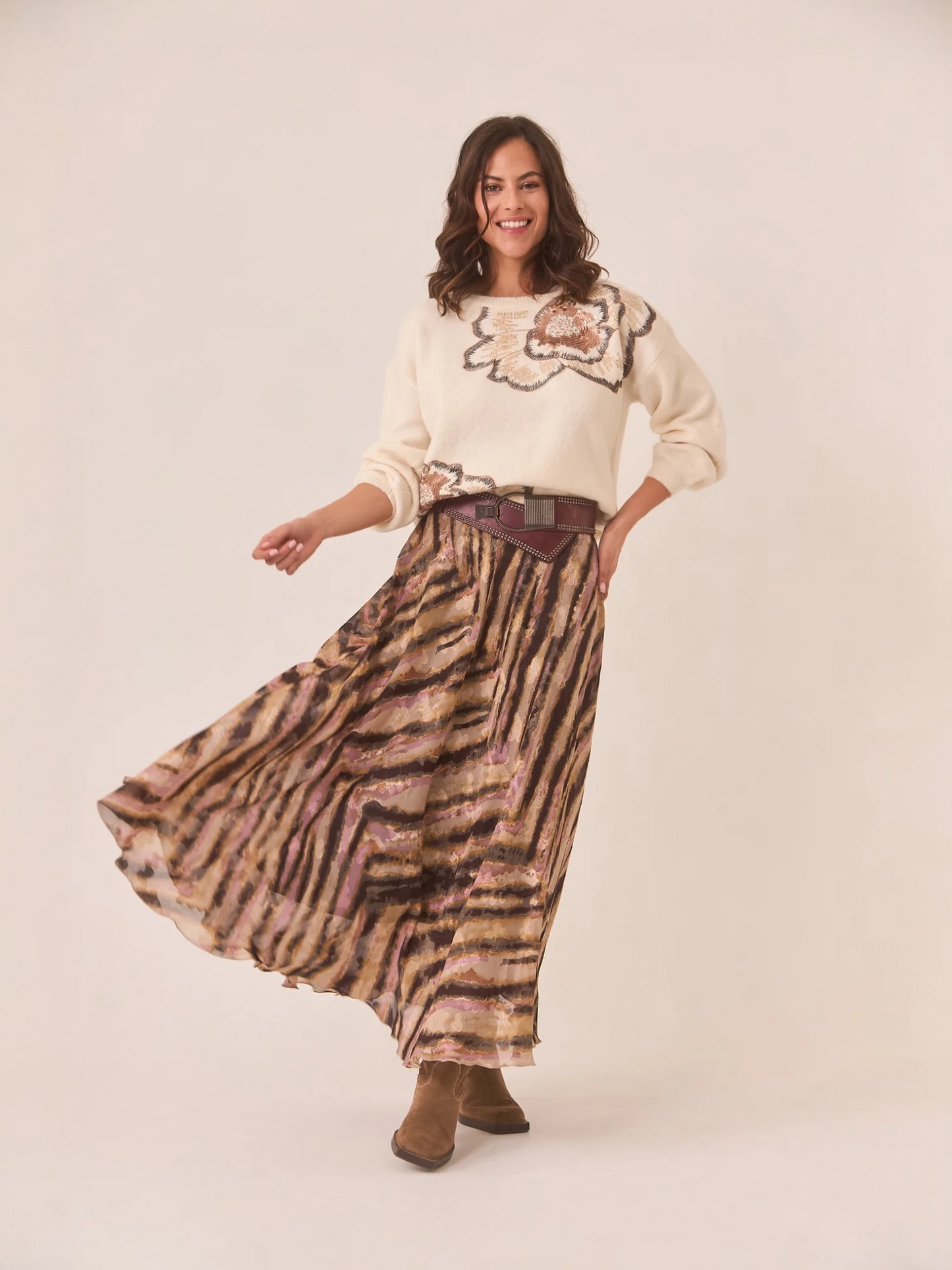 FALDA ASIMÉTRICA ANIMAL PRINT CAMEL