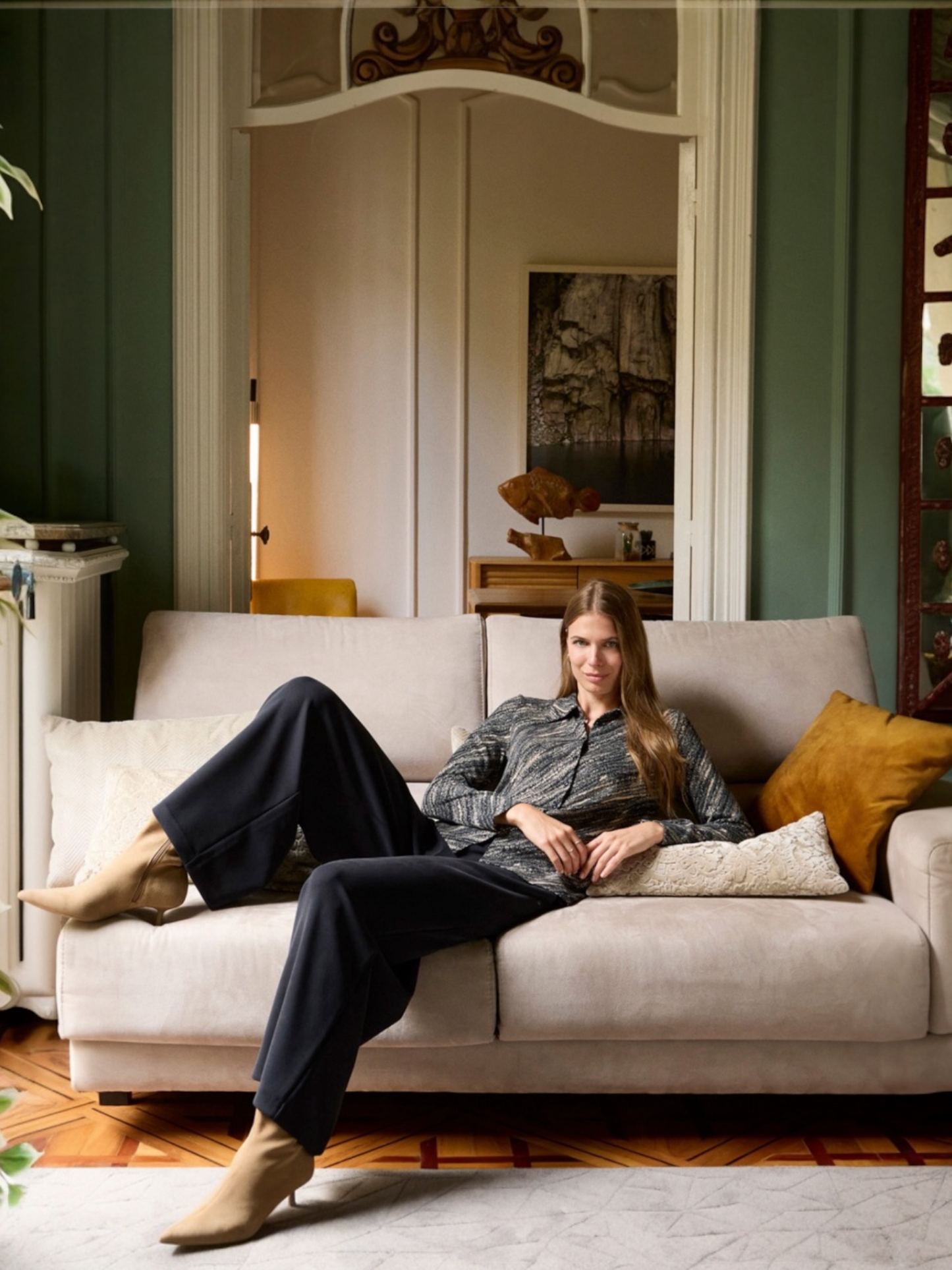 PANTALÓN ANCHO DE MODAL SIN CIERRE NEGRO