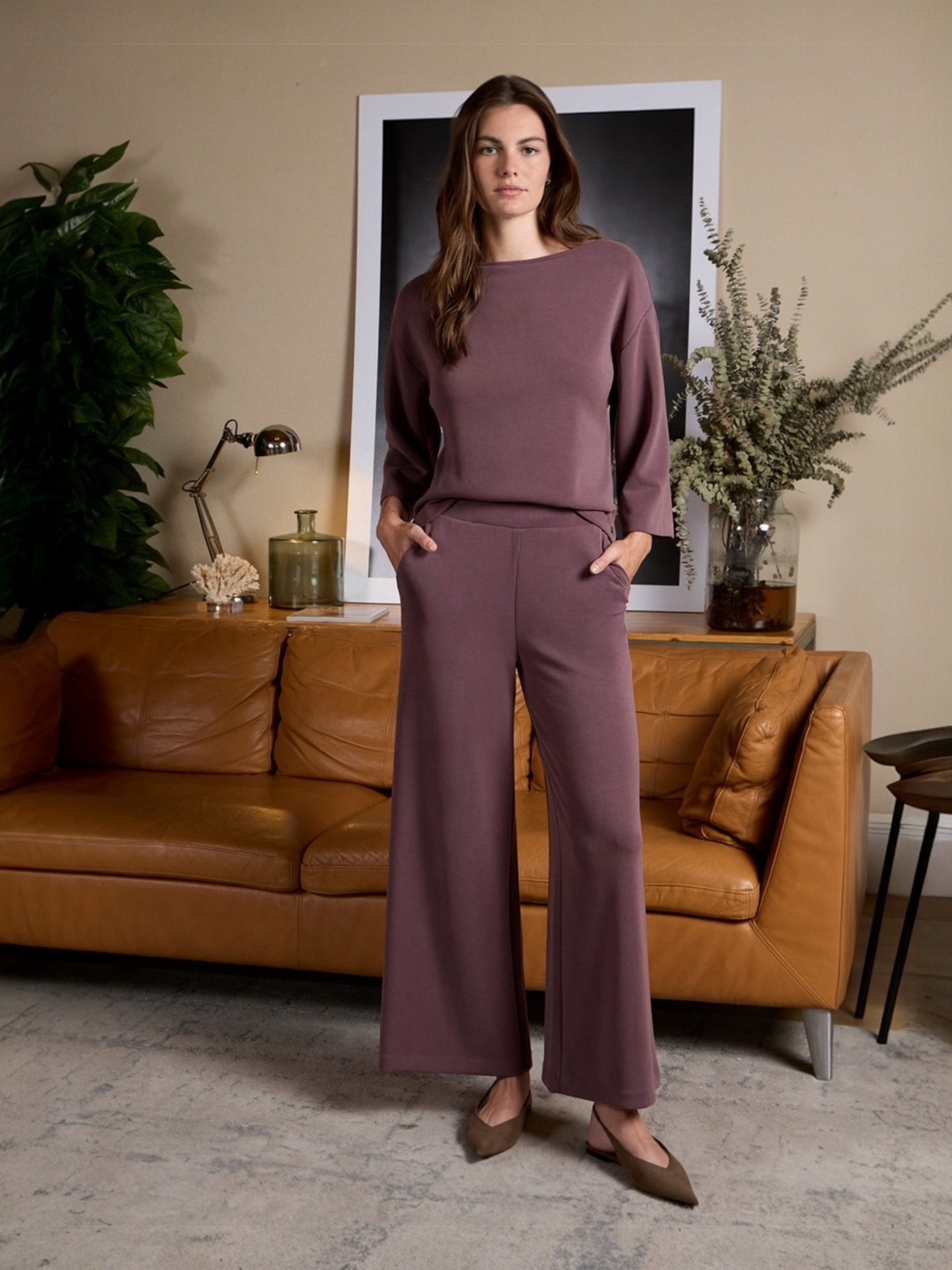 PANTALÓN ANCHO DE MODAL SIN CIERRE ARÁNDANO