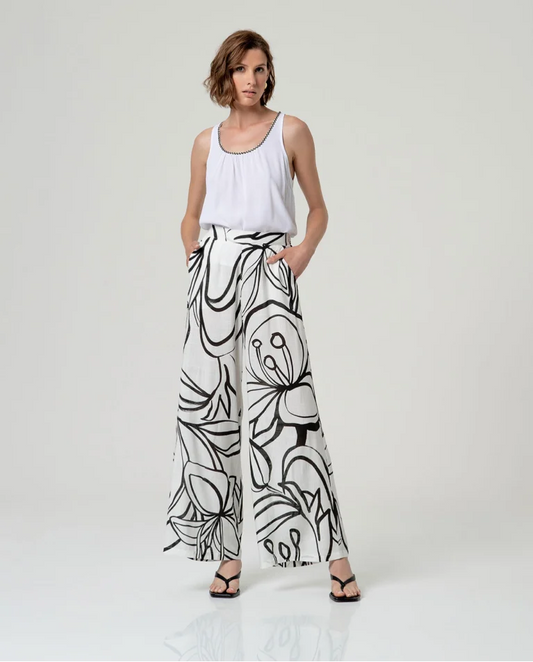 PANTALÓN AMLIO FLUÍDO ELÁSTICO BLANCO
