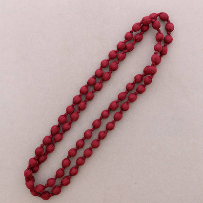 Collar Largo Bolas Forradas Tela 160Cm (A): Granate Oscuro