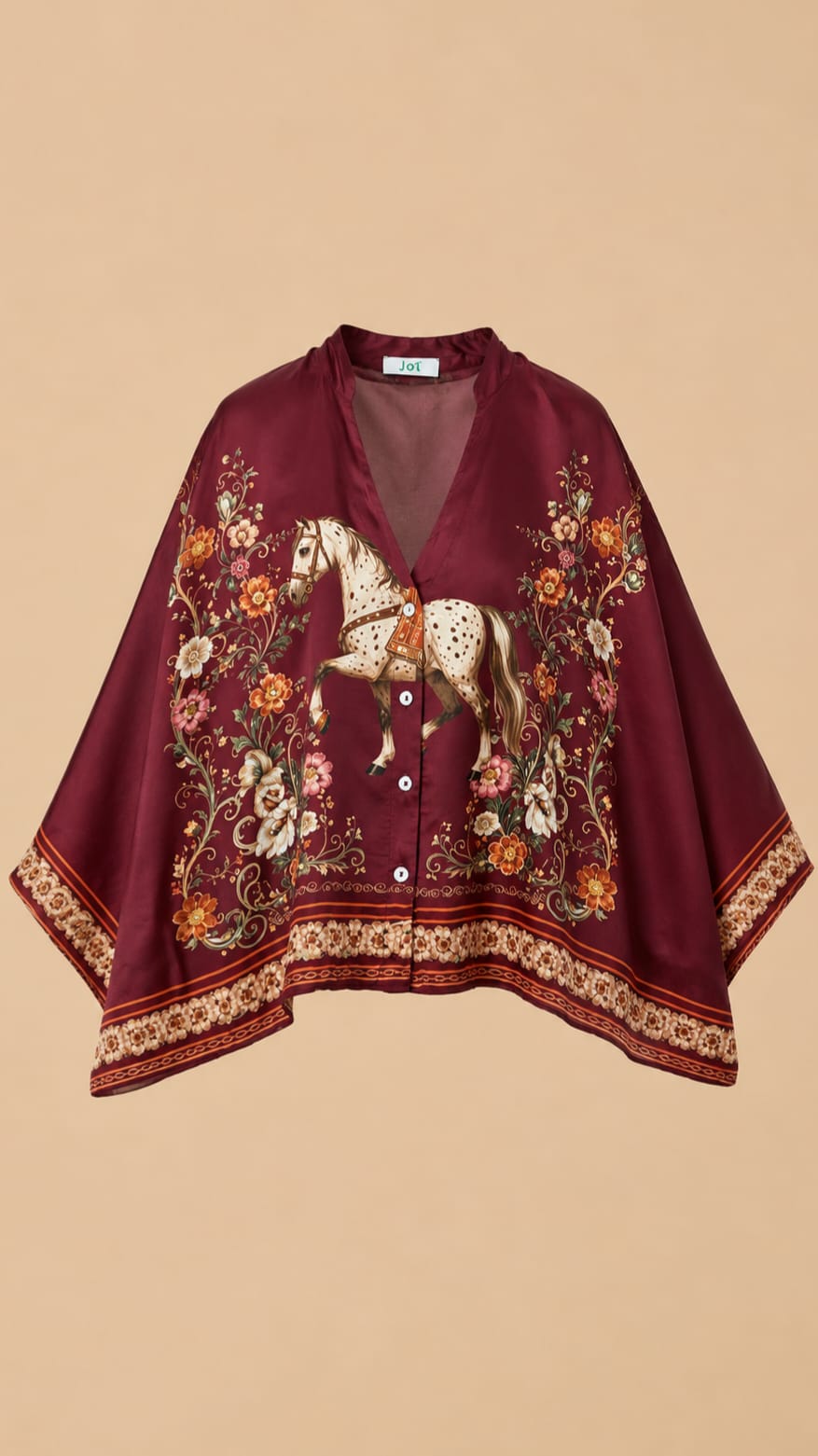 BLUSA ESTAMPADO CABALLO BURDEOS