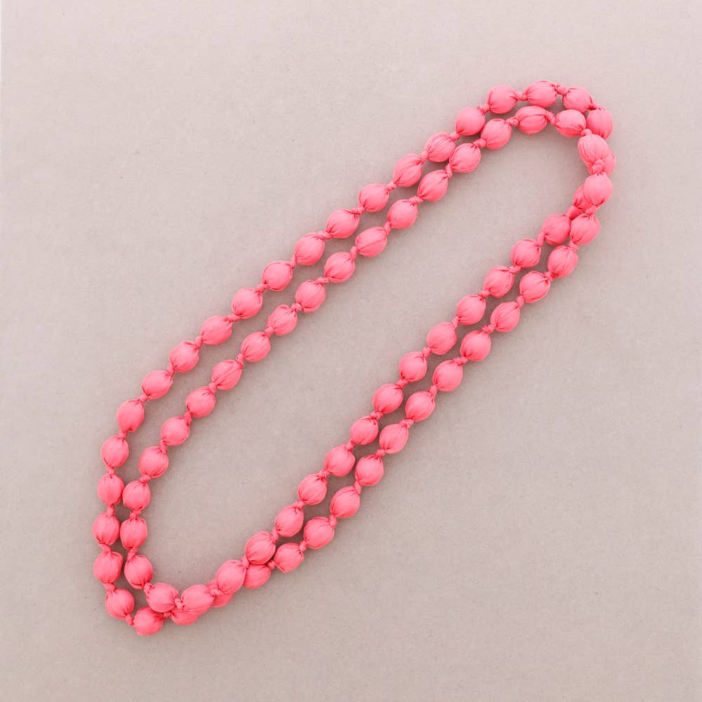 Collar Largo Bolas Forradas Tela 160Cm (A): Rosa