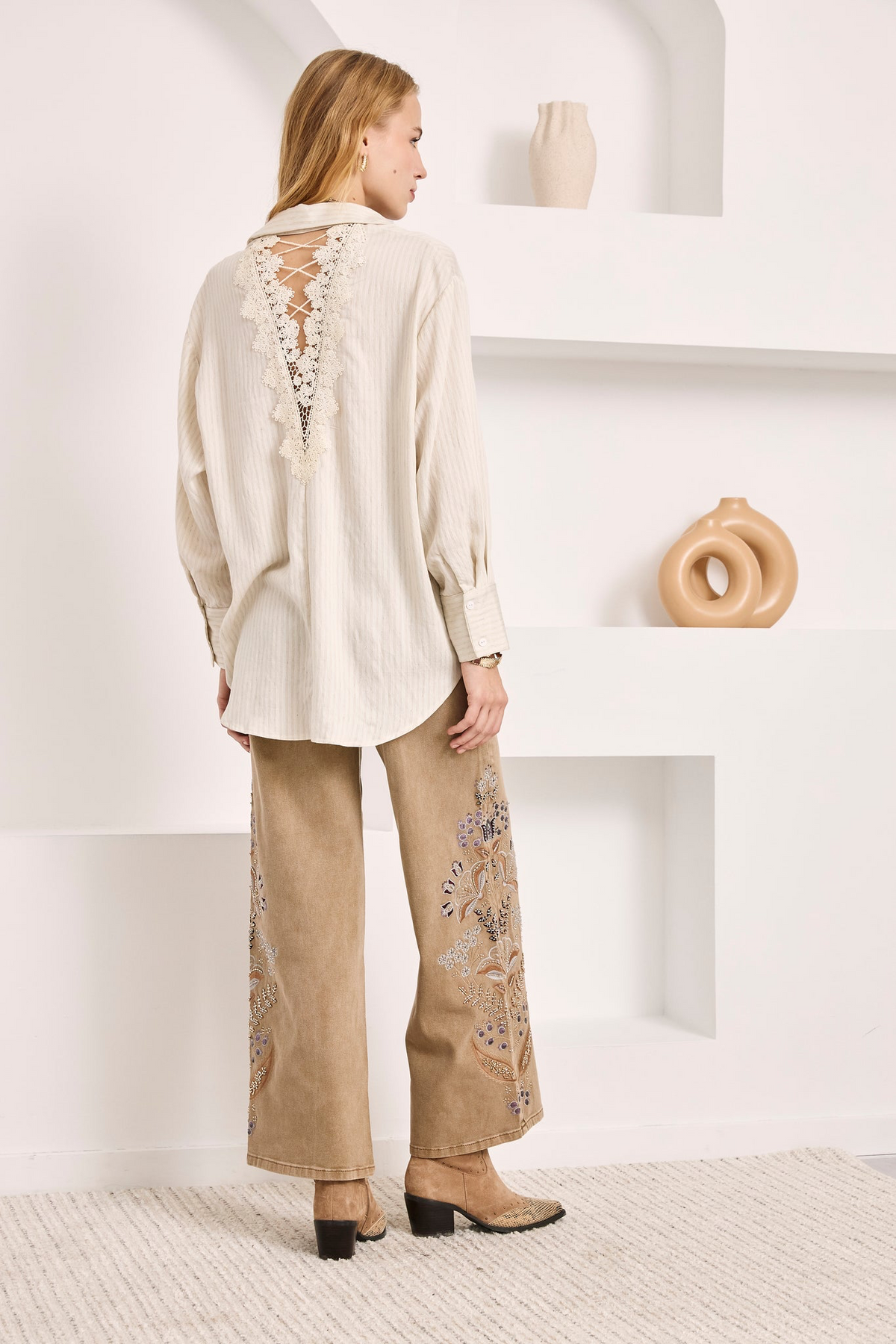 BLUSA CAMISERA DETALLES GUIPUR IVORY