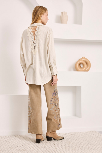 BLUSA CAMISERA DETALLES GUIPUR IVORY