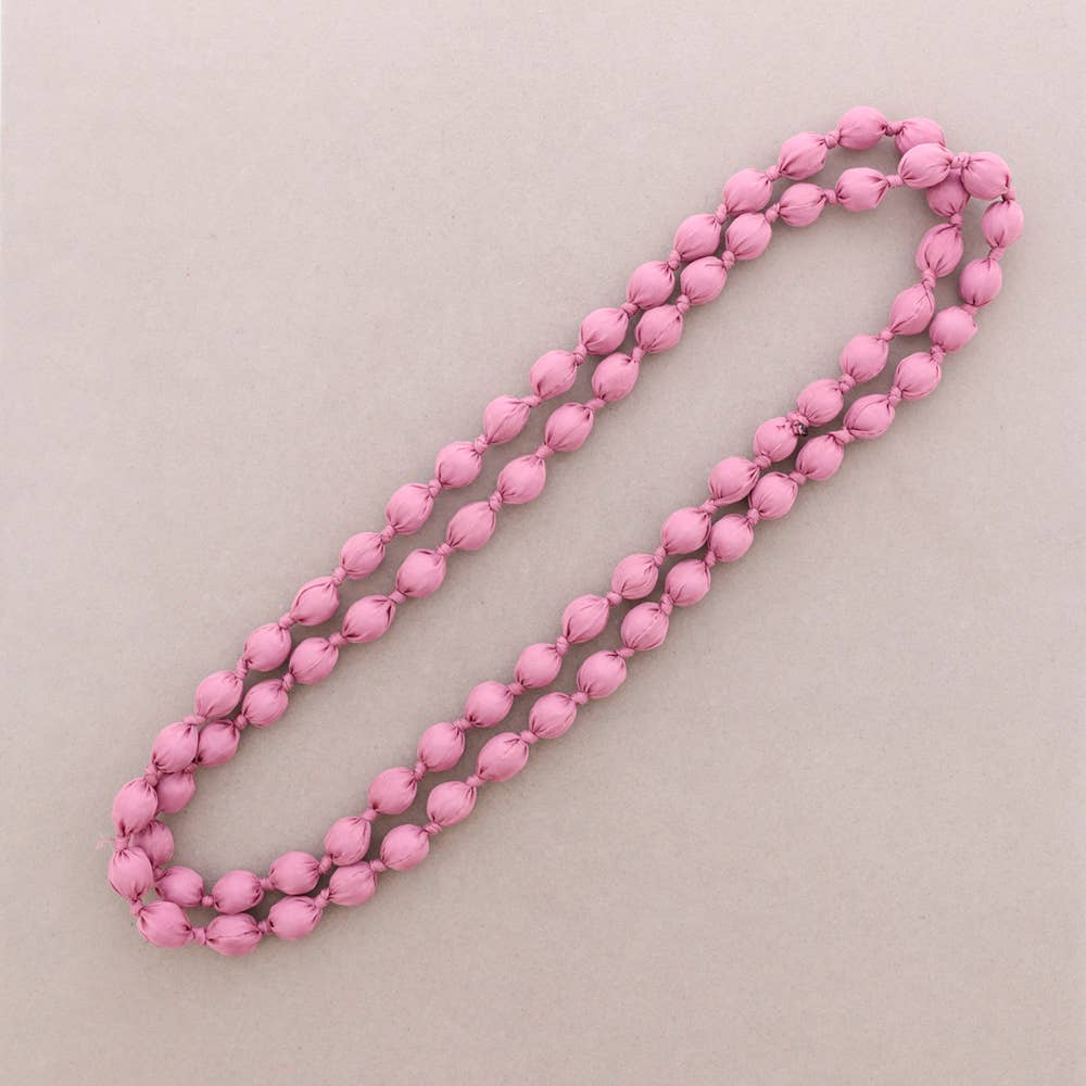 Collar Largo Bolas Forradas Tela 160Cm (A): Rosa