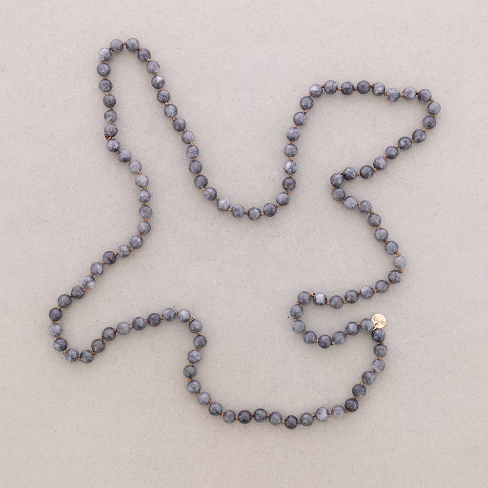Collar Largo Nudos Bolas Piedras 1,2M*8Mm: Negro