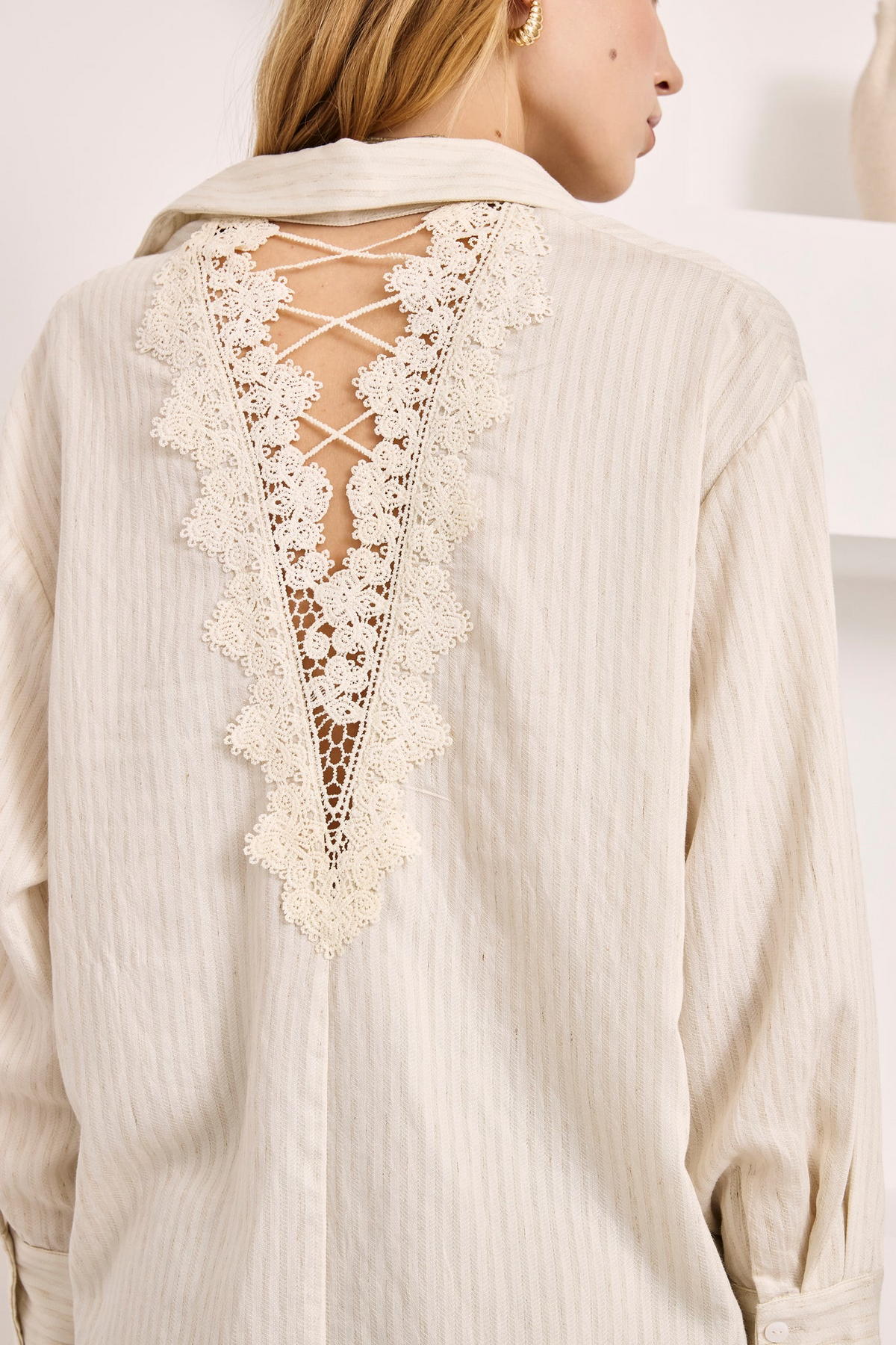 BLUSA CAMISERA DETALLES GUIPUR IVORY
