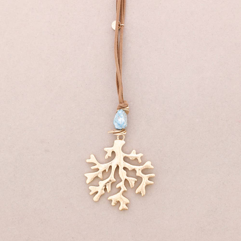 COLLAR LARGO COLGANTE CORAL AZUL