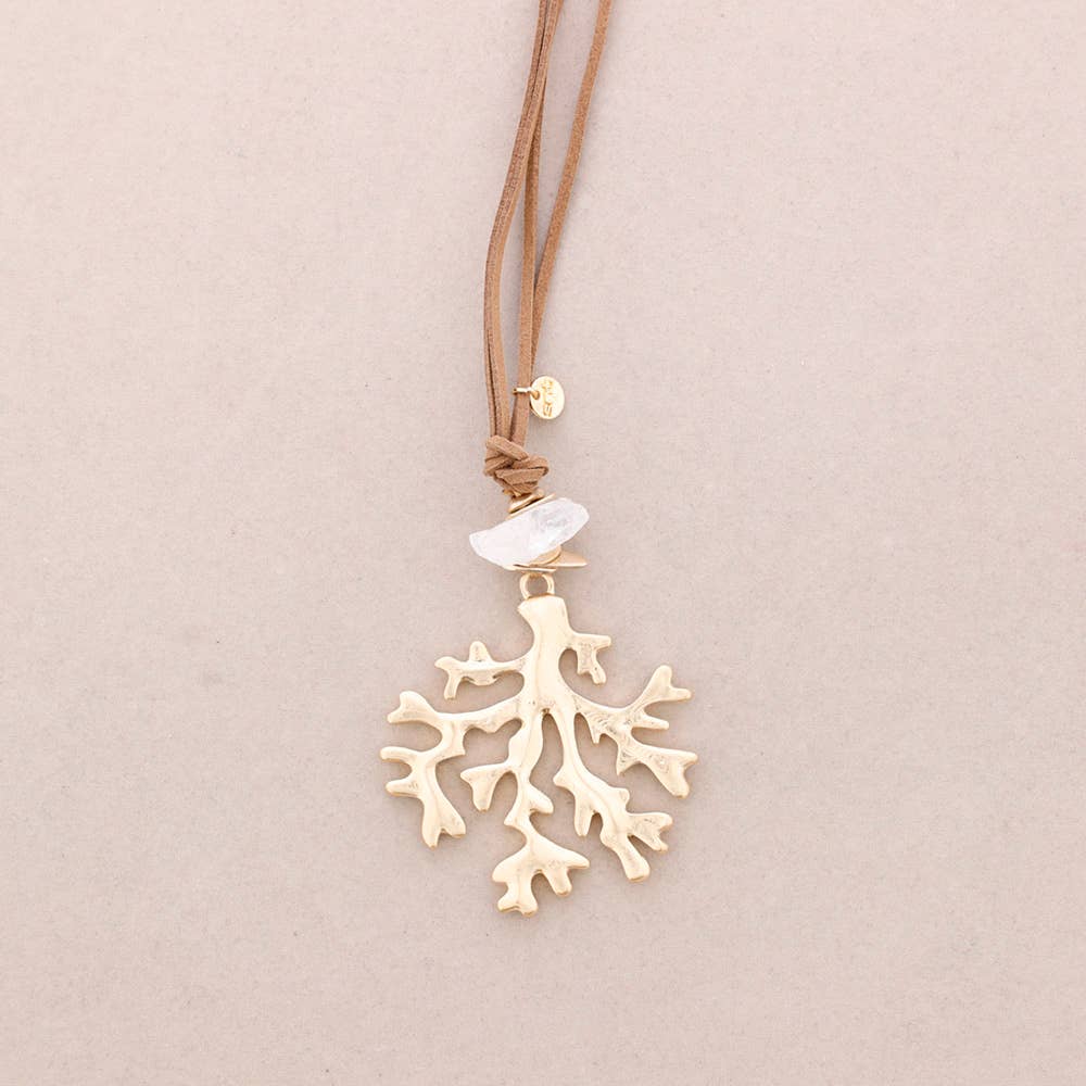 COLLAR LARGO COLGANTE CORAL BLANCO