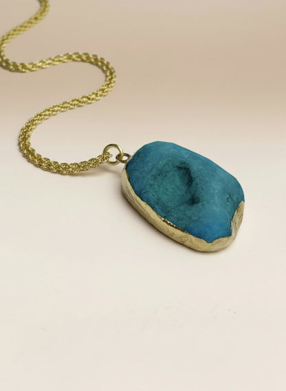 COLGANTE PIEDRA AGATA AZUL MARINO