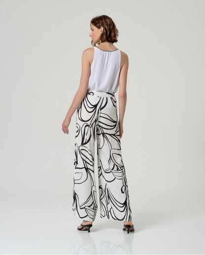 PANTALÓN AMLIO FLUÍDO ELÁSTICO BLANCO