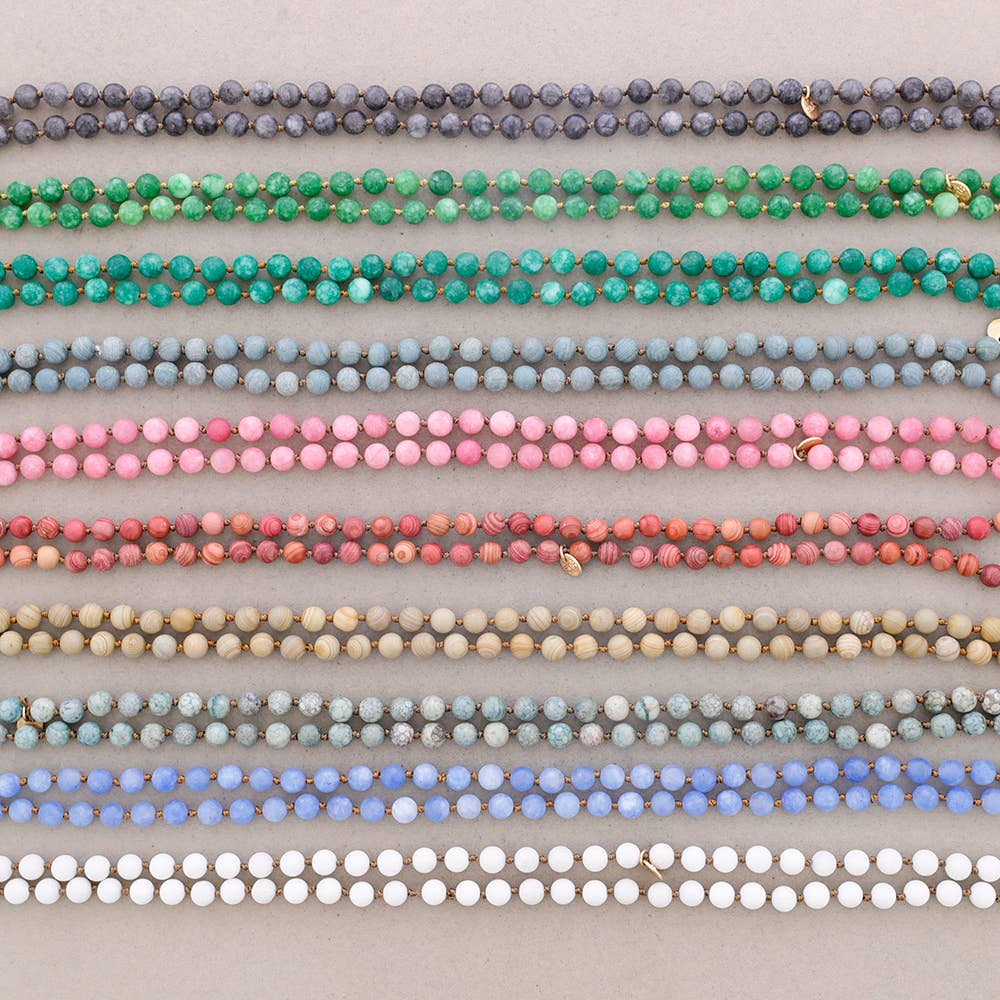 Collar Largo Nudos Bolas Piedras 1,2M*8Mm: Camel
