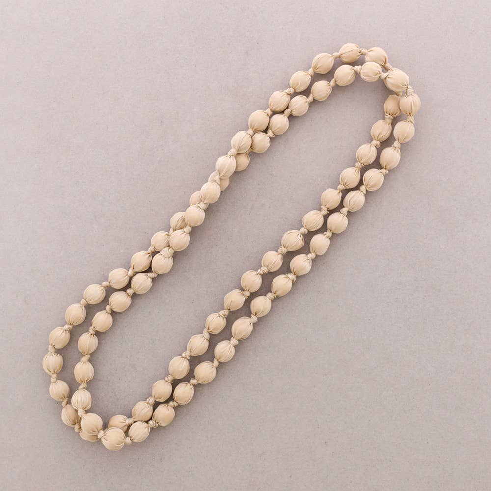 Collar Largo Bolas Forradas Tela 160Cm (A): Beige