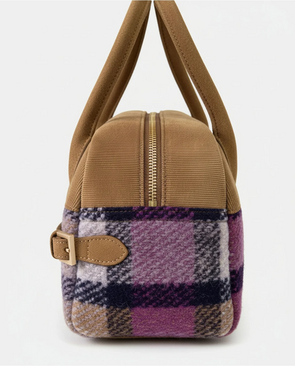 BOLSO BOWLING DE CUADROS DE LANA MORADO