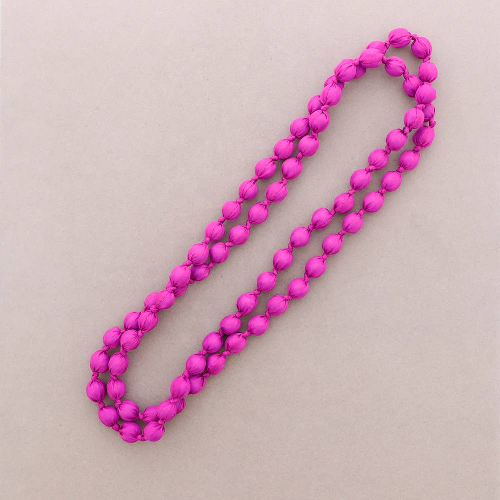Collar Largo Bolas Forradas Tela 160Cm (A): Marrón