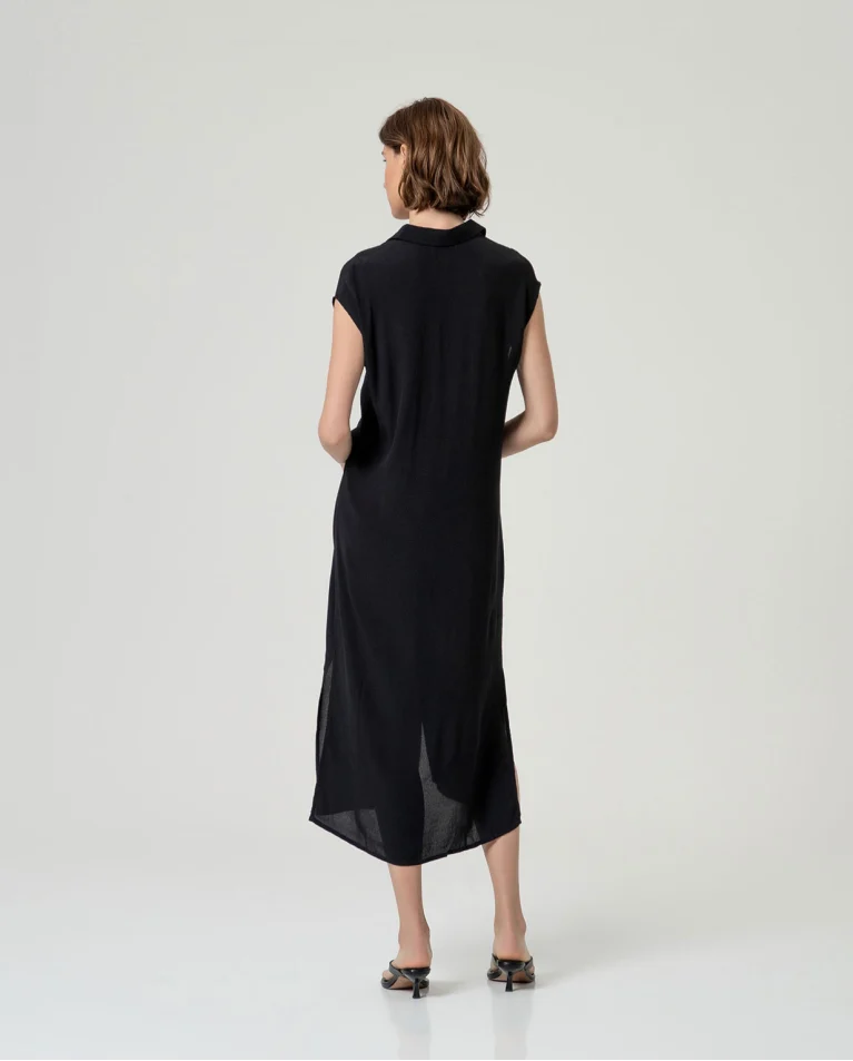 CAMISA LARGA 100% ECOVERO RECTA NEGRO