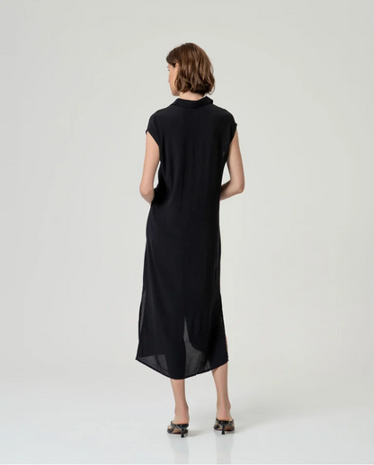 CAMISA LARGA 100% ECOVERO RECTA NEGRO