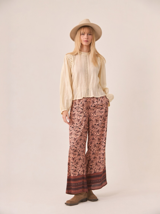PANTALÓN FLORES CENEFA MELOCOTÓN