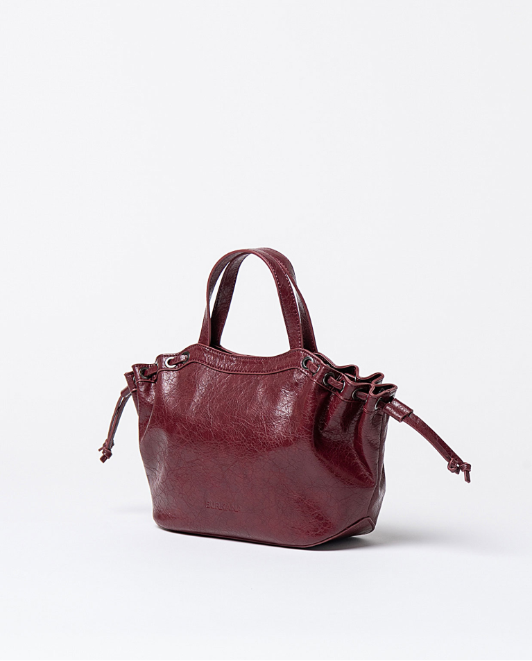 BOLSO EFECTO PIEL CRAQUELADA CON DOS ASAS BURDEOS