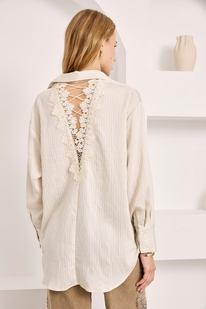 BLUSA CAMISERA DETALLES GUIPUR IVORY