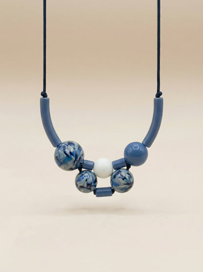 COLLAR BOLAS GRANDES PRINT AZUL CELESTE