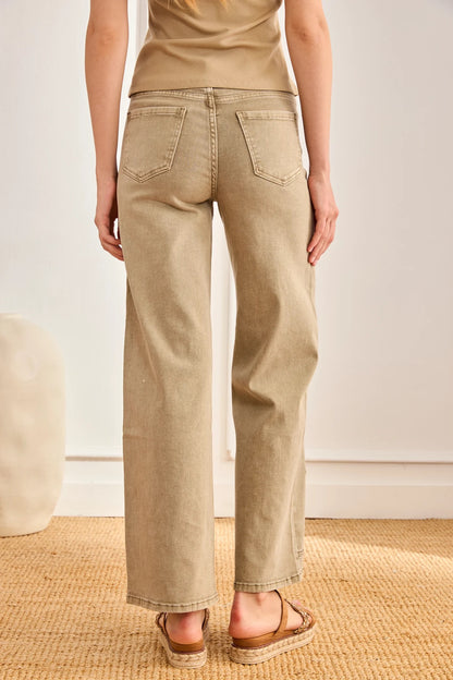 JEANS FILIGRANA HOJAS BORDADAS KHAKI