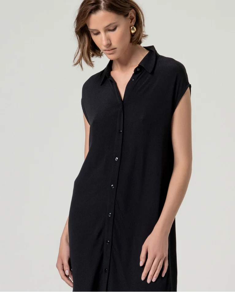 CAMISA LARGA 100% ECOVERO RECTA NEGRO