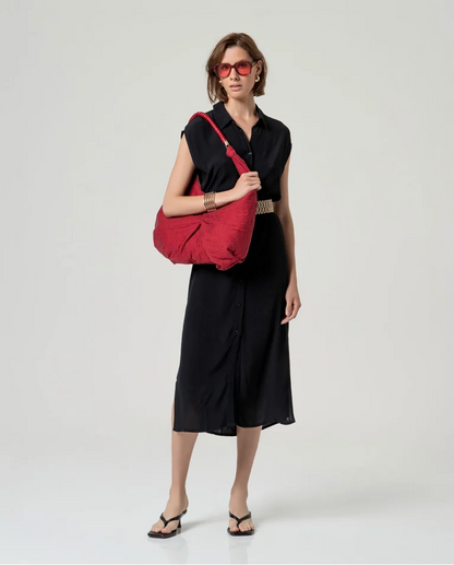 CAMISA LARGA 100% ECOVERO RECTA NEGRO