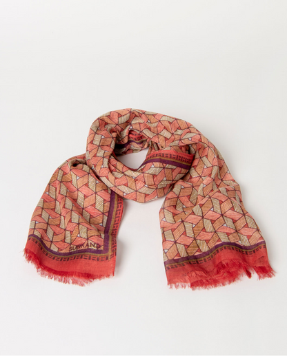 PAÑUELO RECTANGULAR ESTAMPADO ROJO