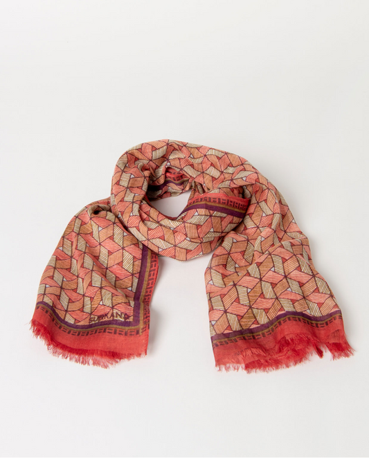 PAÑUELO RECTANGULAR ESTAMPADO ROJO