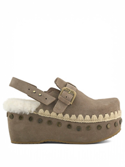 SUEDE CLOG BACK STRAP ELEPHANT GREY