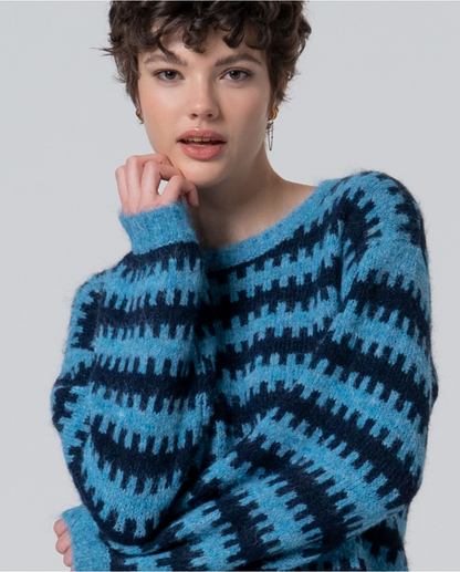 JERSEY BICOLOR EN PUNTO GRUESO RECICLADO AZUL