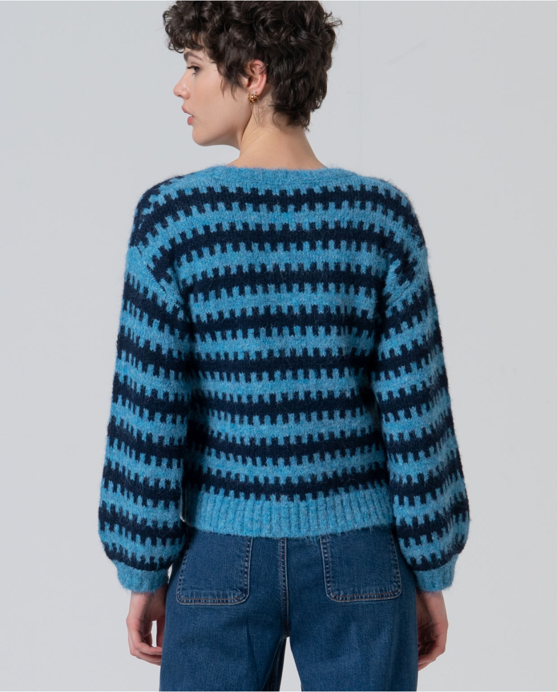 JERSEY BICOLOR EN PUNTO GRUESO RECICLADO AZUL