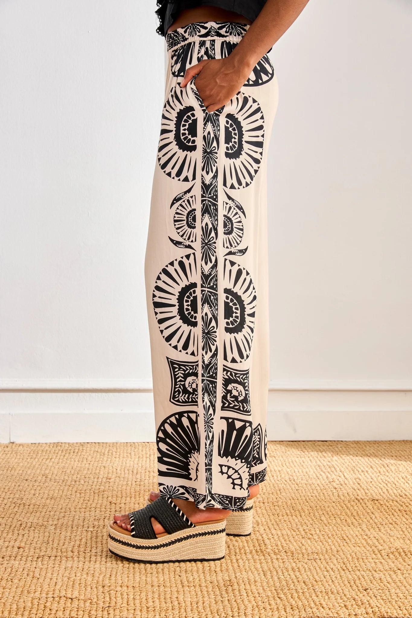 PANTALÓN ESTAMPADO BICOLOR BLANCO