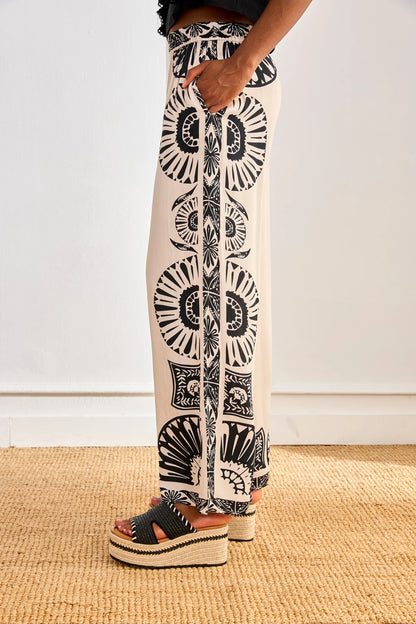 PANTALÓN ESTAMPADO BICOLOR BLANCO