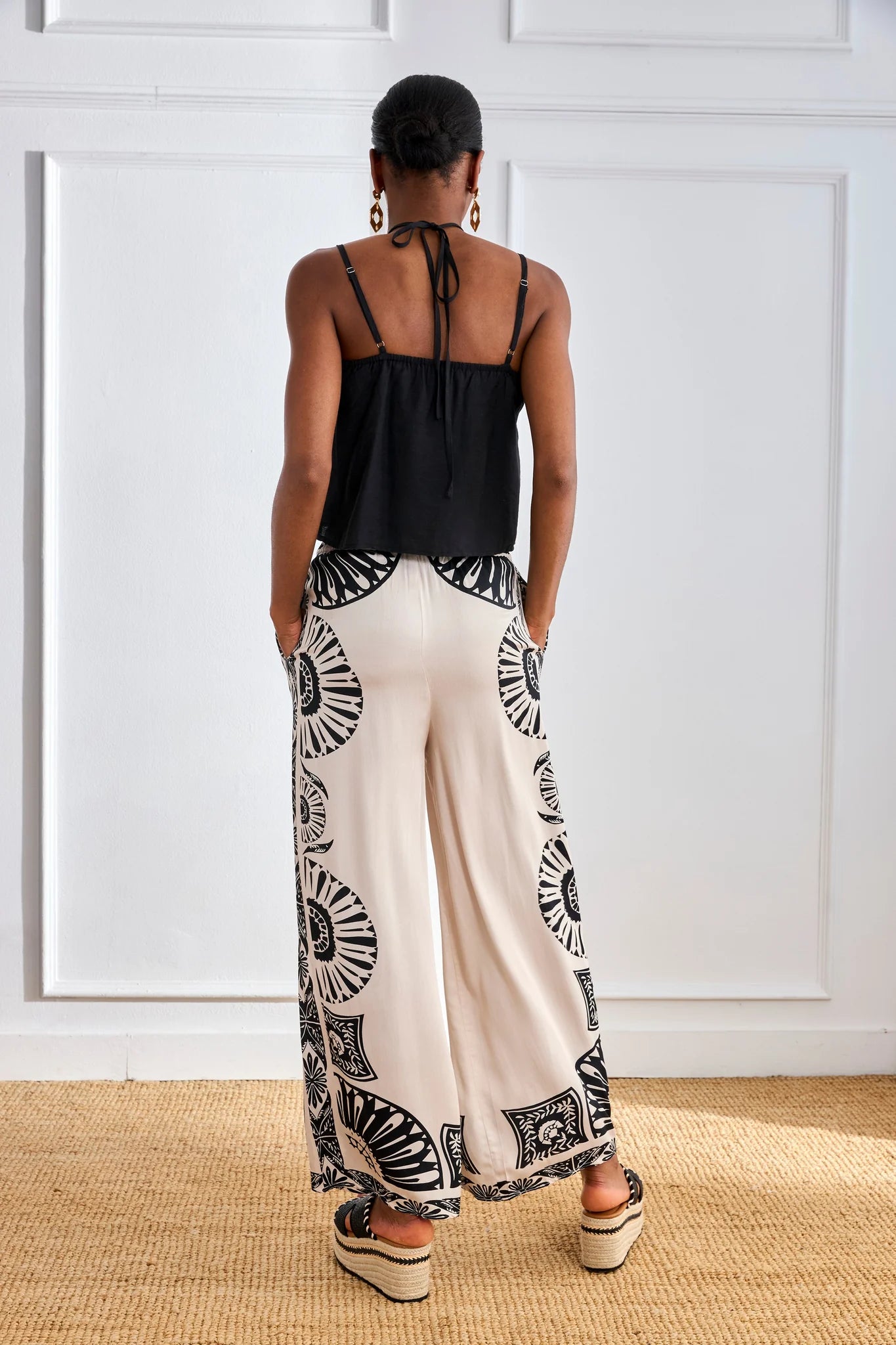 PANTALÓN ESTAMPADO BICOLOR BLANCO