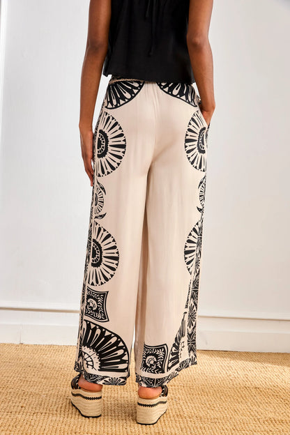 PANTALÓN ESTAMPADO BICOLOR BLANCO