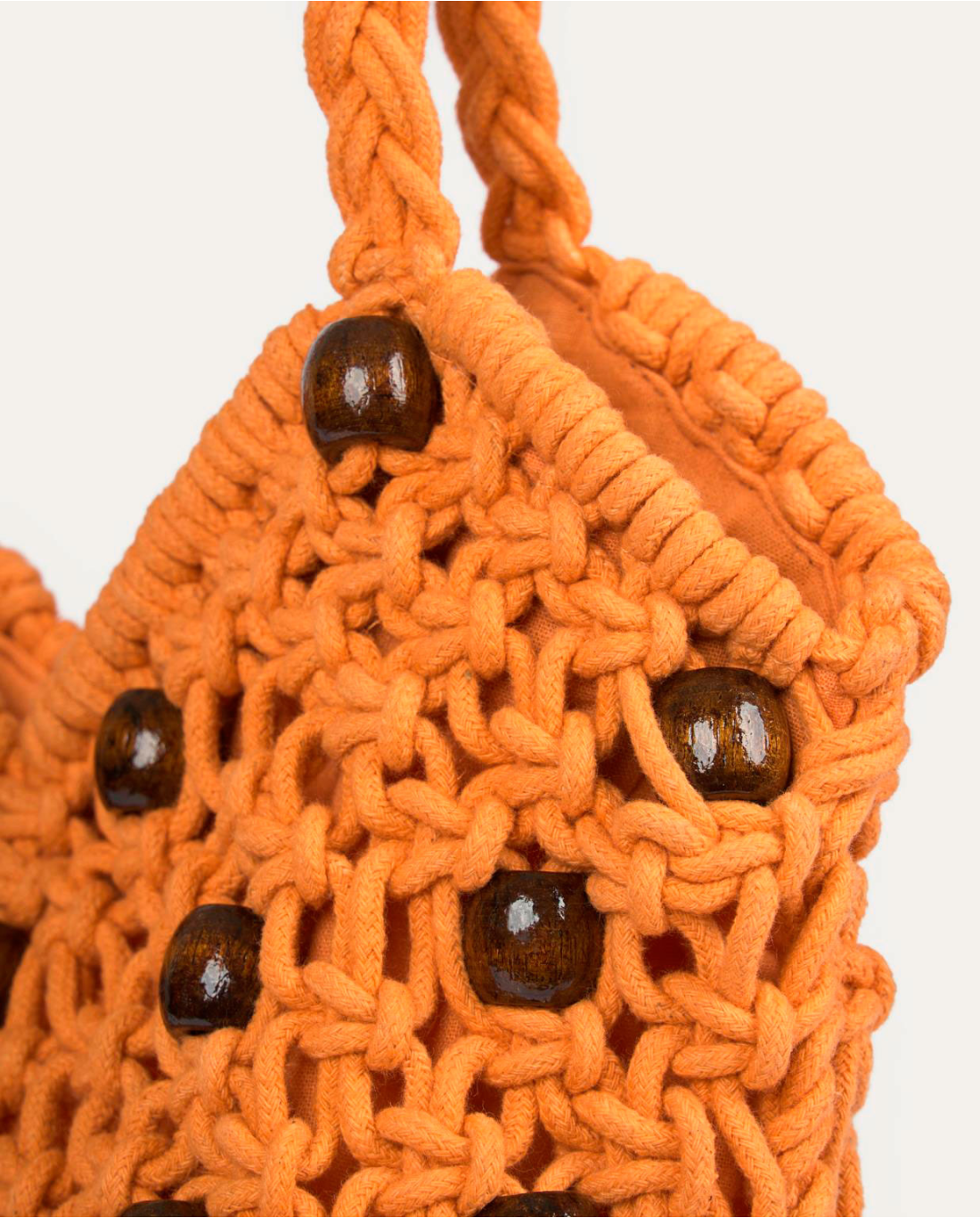 BOLSO ALGODÓN CON CUENTAS OCRE